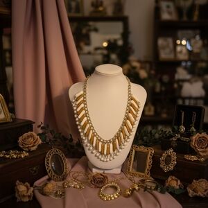 Elegant Gold and White Necklace